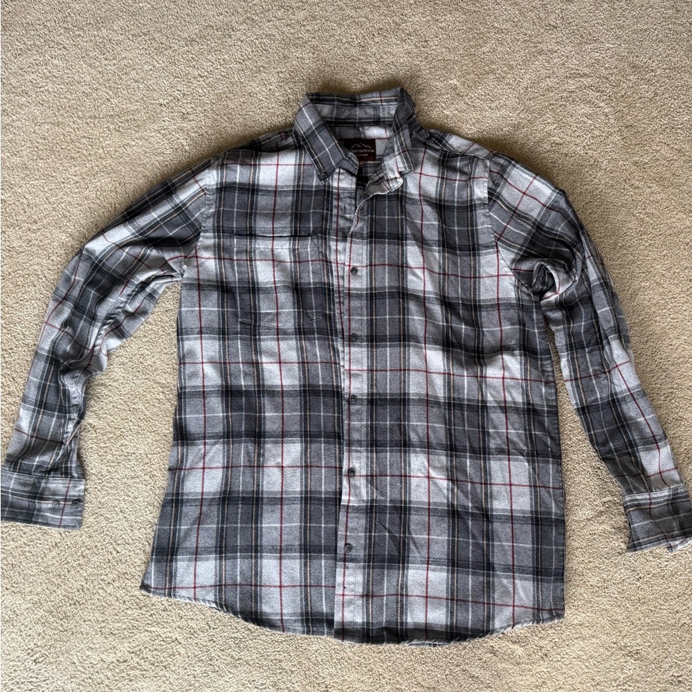 Men's Plaid Shirt - Black and Gray